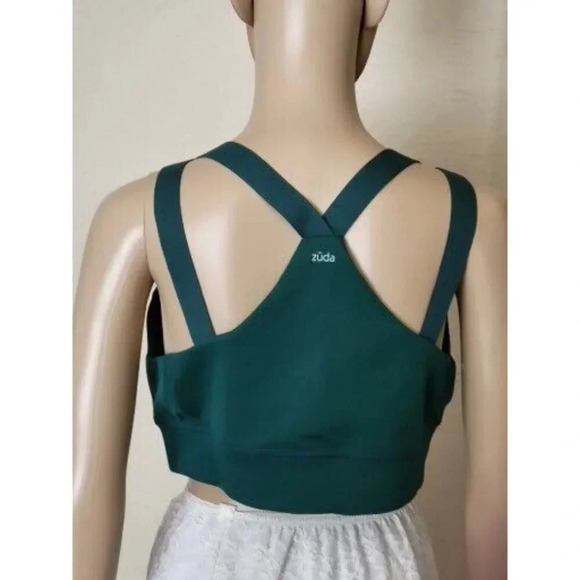 Zuda Z-Stretch Medium Impact Sports Bra with Ruching-Evergreen A388463 Size L - Picture 5 of 7